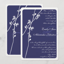 Elegant Navy Blue Floral Branch Wedding