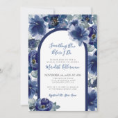 Elegant Navy Blue Floral Bridal Shower Kaart (Voorkant)