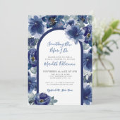 Elegant Navy Blue Floral Bridal Shower Kaart (Staand voorkant)