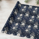 Elegant Navy Blue Floral Cadeaupapier