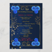 Elegant Navy Blue Floral Ceremony Program Template Programmakaart (Voorkant)