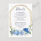 Elegant Navy Blue Floral Foliage Modern Wedding Informatiekaartje (Voorkant)