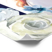 Elegant Navy Blue Floral Foto Bat Mitzvah Welkom Poster (Hoek)