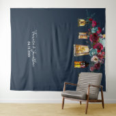 Elegant Navy Blue Floral foto's bruiloft Wandkleed (In Situ (horizontaal))