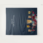 Elegant Navy Blue Floral foto's bruiloft Wandkleed (Voorkant (horizontaal))