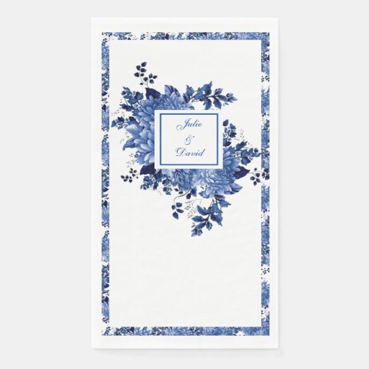 Elegant Navy Blue Floral Garden Servet (Voorkant)