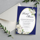 Elegant Navy Blue Floral Gold Vrijgezellenfeest Kaart