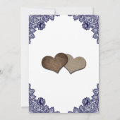 Elegant Navy Blue Floral Lace Sunflower Wedding Save The Date (Achterkant)