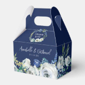Elegant Navy Blue Floral Modern Winter Wedding Bedankdoosjes (Voorkant Zijde)