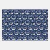 Elegant Navy Blue Floral Monogram Winter Weddensch Inpakpapier Vel (Voorkant 3)