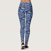 Elegant Navy Blue Floral Paisley Leggings (Achterkant)