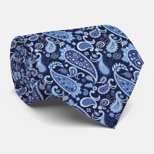 Elegant Navy Blue Floral Paisley Stropdas