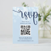 Elegant Navy Blue Floral Peony RSVP Kaartje (Staand voorkant)