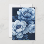 Elegant Navy Blue Floral Peony RSVP Kaartje (Achterkant)