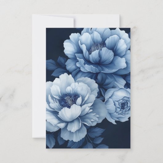 Elegant Navy Blue Floral Peony RSVP Kaartje (Achterkant)