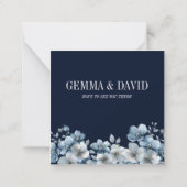 Elegant Navy Blue Floral RSVP Notitiekaartje (Achterkant)