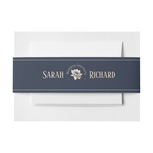 Elegant Navy Blue Floral Rustic Wildflower Wedding Uitnodigingen Wikkel (Voorkant Voorbeeld)