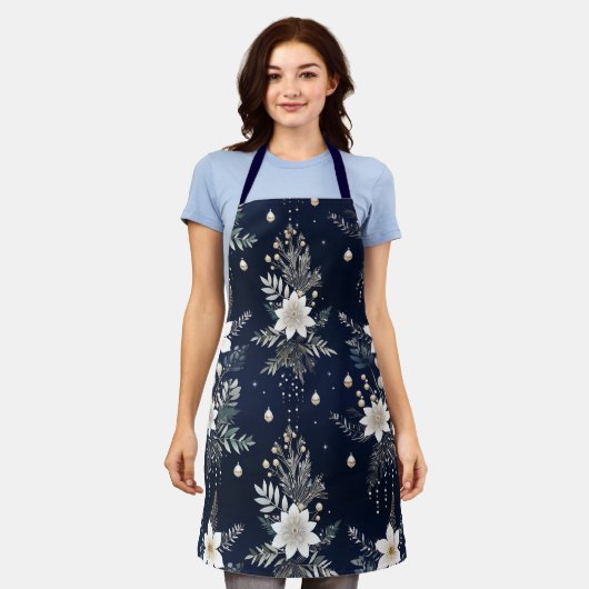 Elegant Navy Blue Floral Schort (Gedragen)