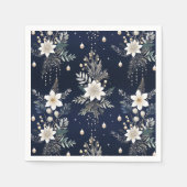 Elegant Navy Blue Floral Servet (Voorkant)