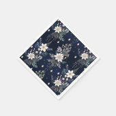 Elegant Navy Blue Floral Servet (Hoek)