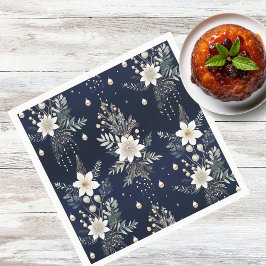 Elegant Navy Blue Floral Servet