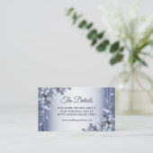 Elegant Navy Blue Floral Silver Wedding Detail Informatiekaartje (Staand voorkant)