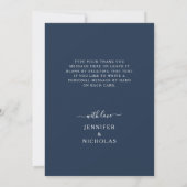 Elegant Navy Blue Floral Sunflower Wedding Bedankkaart (Achterkant)