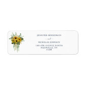 Elegant Navy Blue Floral Sunflower Wedding Etiket (Voorkant)