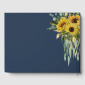 Elegant Navy Blue Floral Sunflower Wedding Gastenboek (Achterkant)