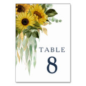 Elegant Navy Blue Floral Sunflower Wedding Kaart (Achterkant)