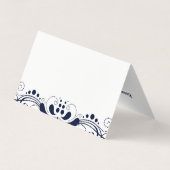 Elegant Navy-blue Floral Swirls Lace Visitekaartje (Achterkant)
