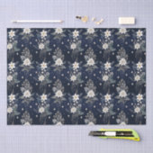 Elegant Navy Blue Floral Tissuepapier (Craft)
