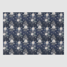 Elegant Navy Blue Floral Tissuepapier