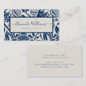 Elegant Navy Blue Floral Visitekaartje (Voorkant / Achterkant)