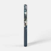 Elegant Navy Blue Floral Waterverf Monogram Samsung Galaxy Hoesje (Rechterkant)