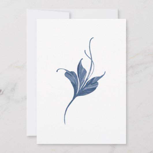 Elegant Navy Blue Floral Waterverf Rustic Wedding Kaart (Achterkant)