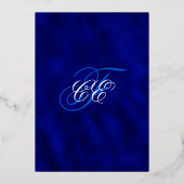 Elegant Navy Blue Floral Wedding Gold Folie Uitnodiging (Achterkant)