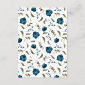 Elegant Navy Blue Floral Wedding Informatiekaartje (Achterkant)