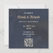 Elegant Navy Blue Floral Wedding Invite Kaart (Achterkant)