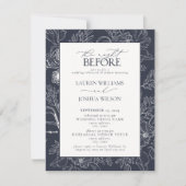 Elegant Navy Blue Floral Wedding Rehearsal Dinner Kaart (Voorkant)