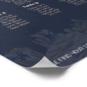 Elegant Navy Blue Floral Wedding Seating Chart Poster (Hoek)