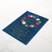 Elegant Navy Blue Floral WreatVrijgezellenfeest Re Folie Uitnodiging (Gedraaid)