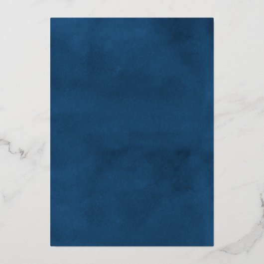 Elegant Navy Blue Floral WreatVrijgezellenfeest Re Folie Uitnodiging (Achterkant)