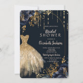 Elegant Navy Blue Flowers Vrijgezellenfeest Kaart (Voorkant)