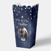 Elegant Navy Blue Folie & Diamond bruiloft Popcorn Bedankdoosjes (Voorkant)