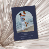 Elegant Navy Blue Foto Bruiloft Save The Date