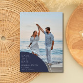 Elegant Navy Blue Foto Bruiloft Save The Date