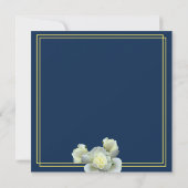 Elegant Navy Blue Foto Goud Script Wit Rose Save The Date (Achterkant)