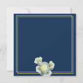 Elegant Navy Blue Foto Goud Script Wit Rose Save The Date (Achterkant)