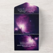 Elegant Navy Blue Galaxy Modern RSVP QR Code All In One Uitnodiging (Buitenkant)